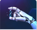 Robotic hand holding DNA strand illustration for healthcare AI insight